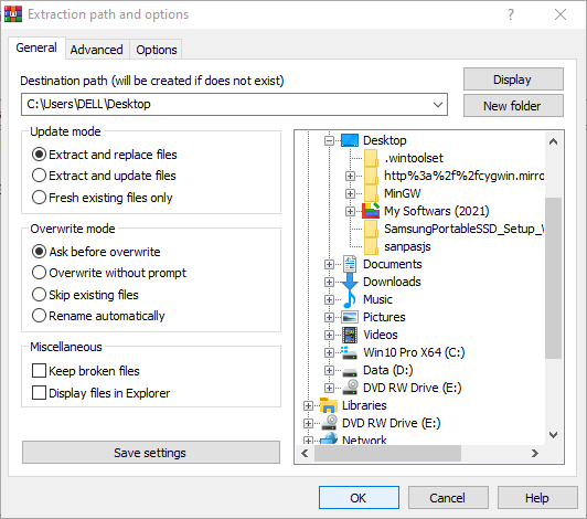 Extracting zip file