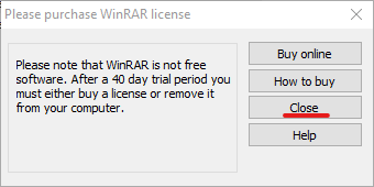WinRar Purchase alert